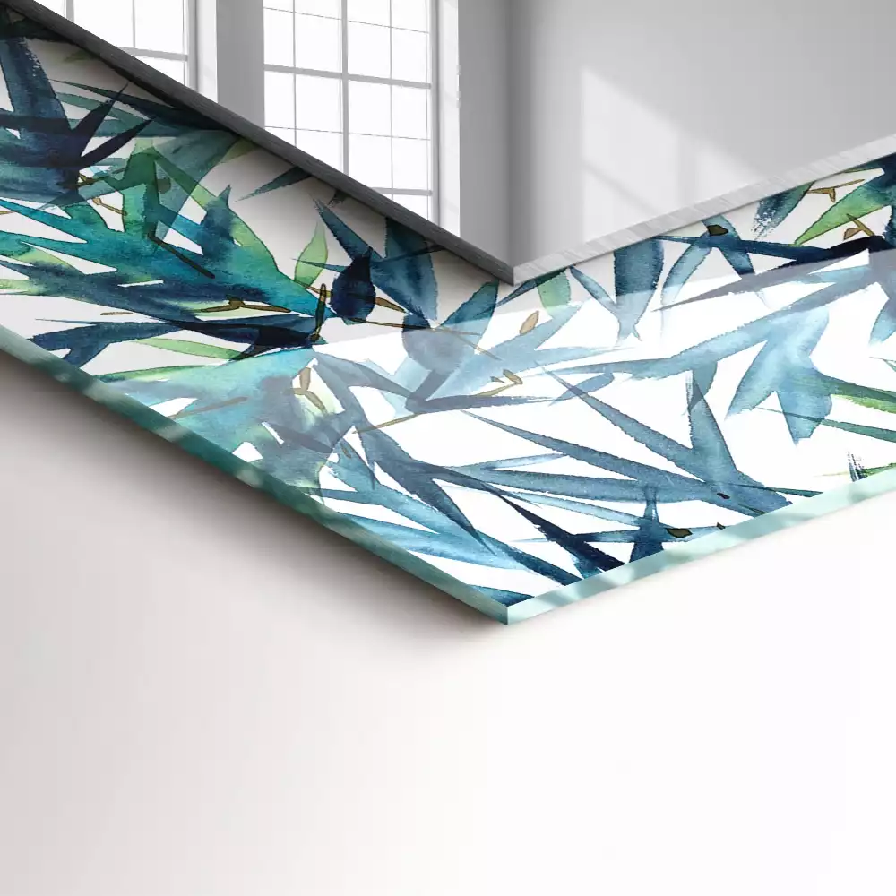 Obdélníkové dekorační zrcadlo Akvarelové bambusové listy