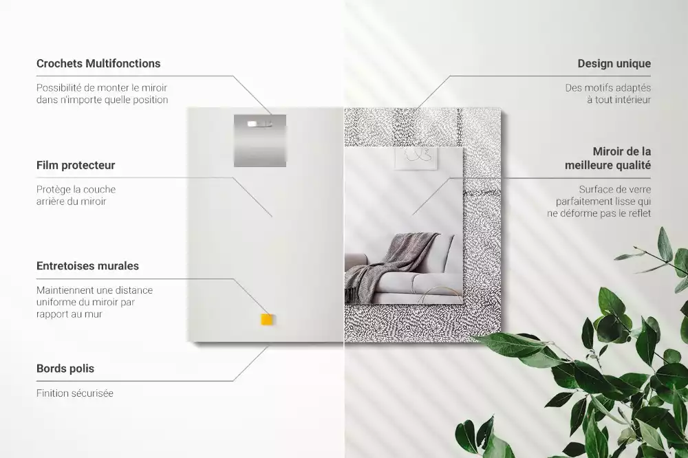 Obdélníkové dekorační zrcadlo 3D vzor