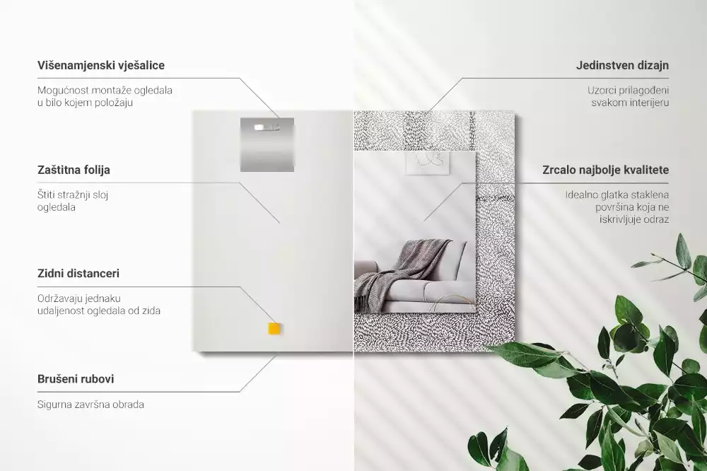 Obdélníkové dekorační zrcadlo 3D vzor