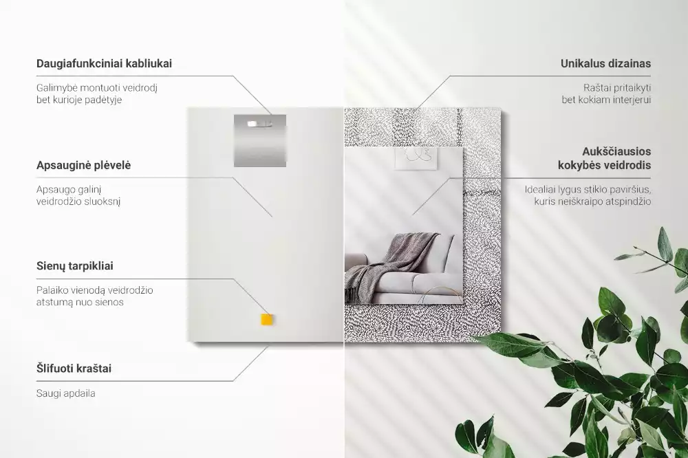 Obdélníkové dekorační zrcadlo 3D vzor