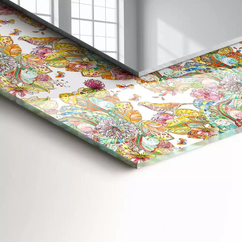 Obdélníkové dekorační zrcadlo Barevné květy motýlů