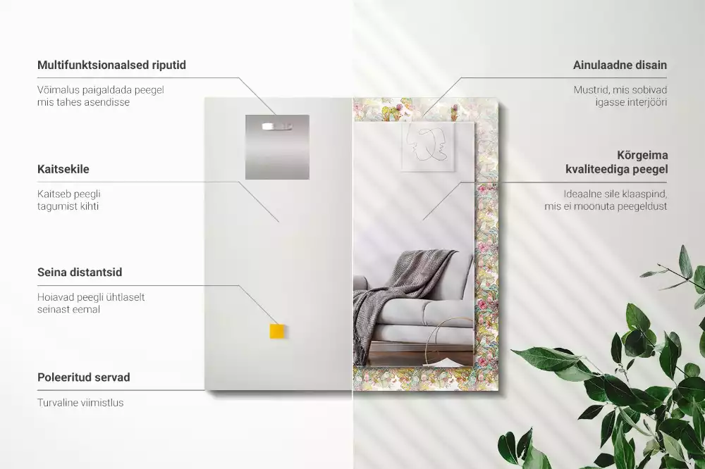 Obdélníkové dekorační zrcadlo Barevné květy motýlů