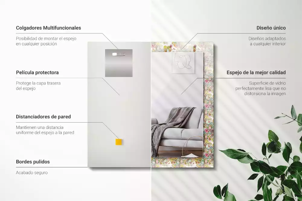 Obdélníkové dekorační zrcadlo Barevné květy motýlů