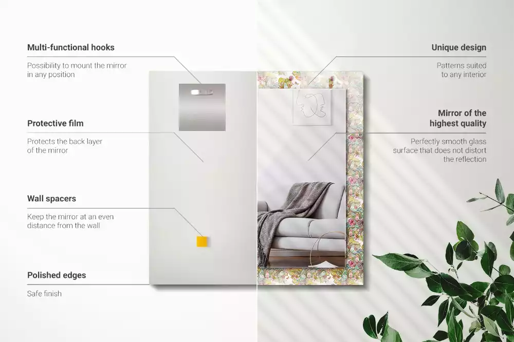 Obdélníkové dekorační zrcadlo Barevné květy motýlů