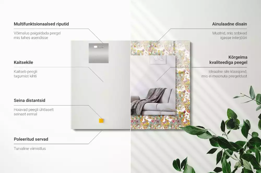 Obdélníkové dekorační zrcadlo Barevné květy motýlů