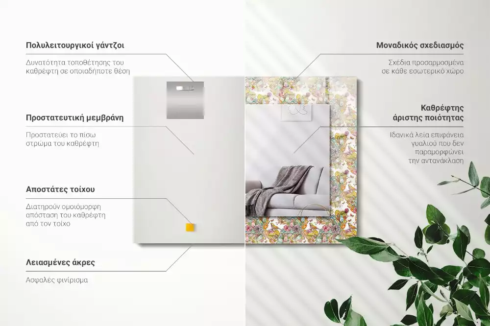 Obdélníkové dekorační zrcadlo Barevné květy motýlů