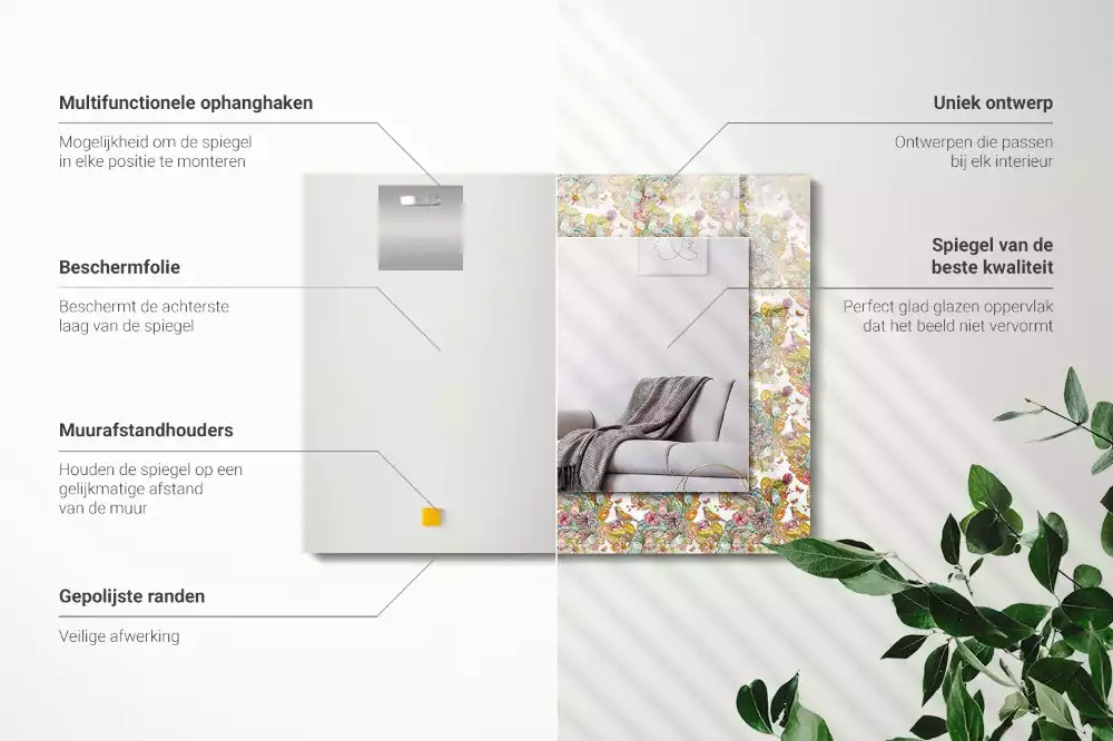 Obdélníkové dekorační zrcadlo Barevné květy motýlů