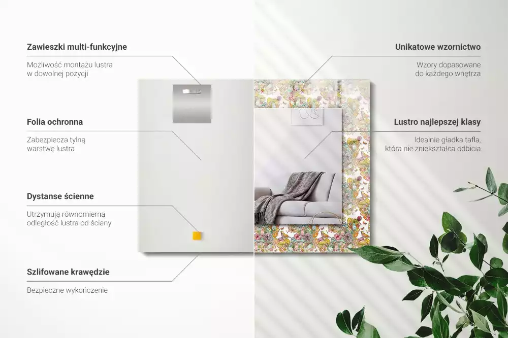 Obdélníkové dekorační zrcadlo Barevné květy motýlů