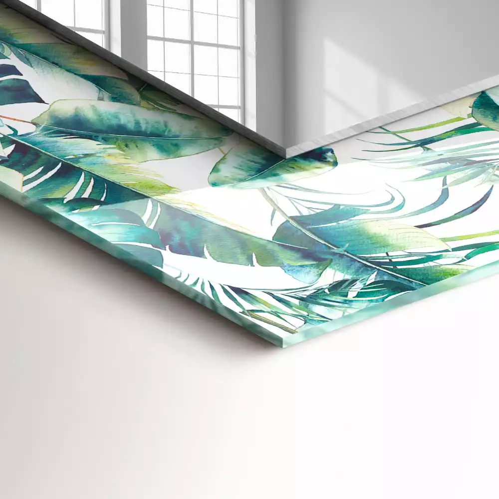 Obdélníkové dekorační zrcadlo Zelené tropické listy