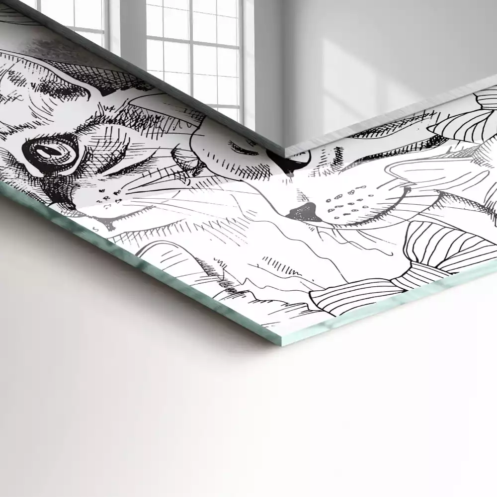 Obdélníkové dekorační zrcadlo Kočky v motýlcích