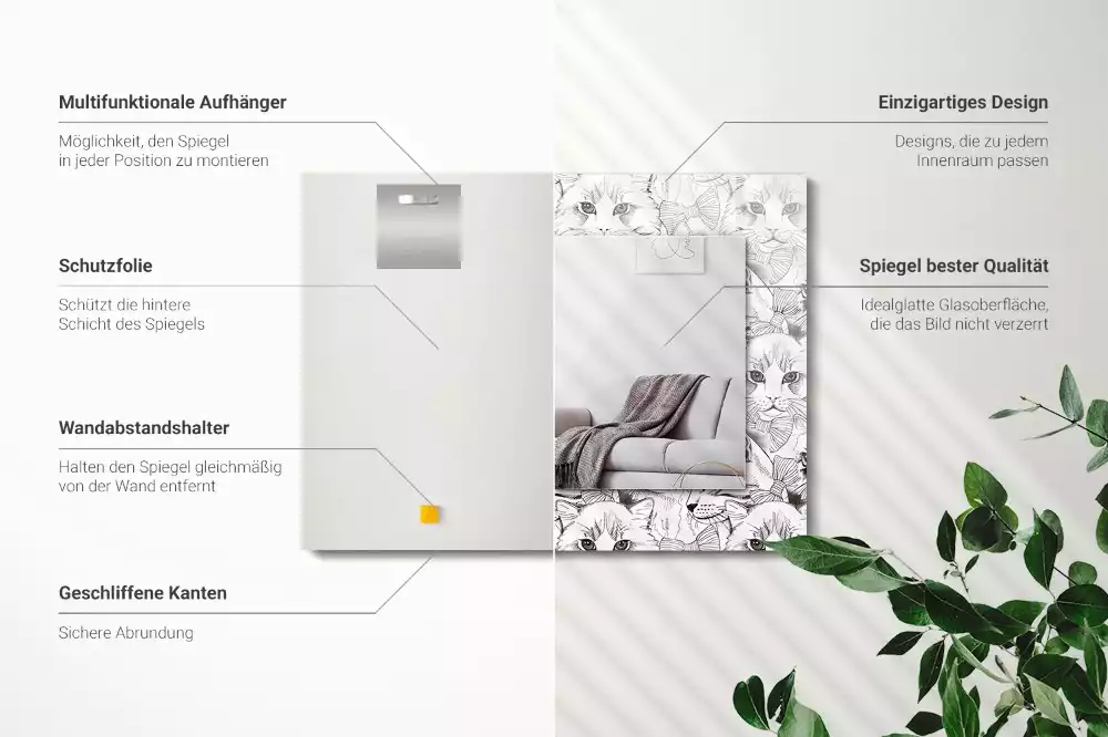 Obdélníkové dekorační zrcadlo Kočky v motýlcích