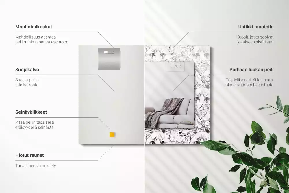 Obdélníkové dekorační zrcadlo Kočky v motýlcích