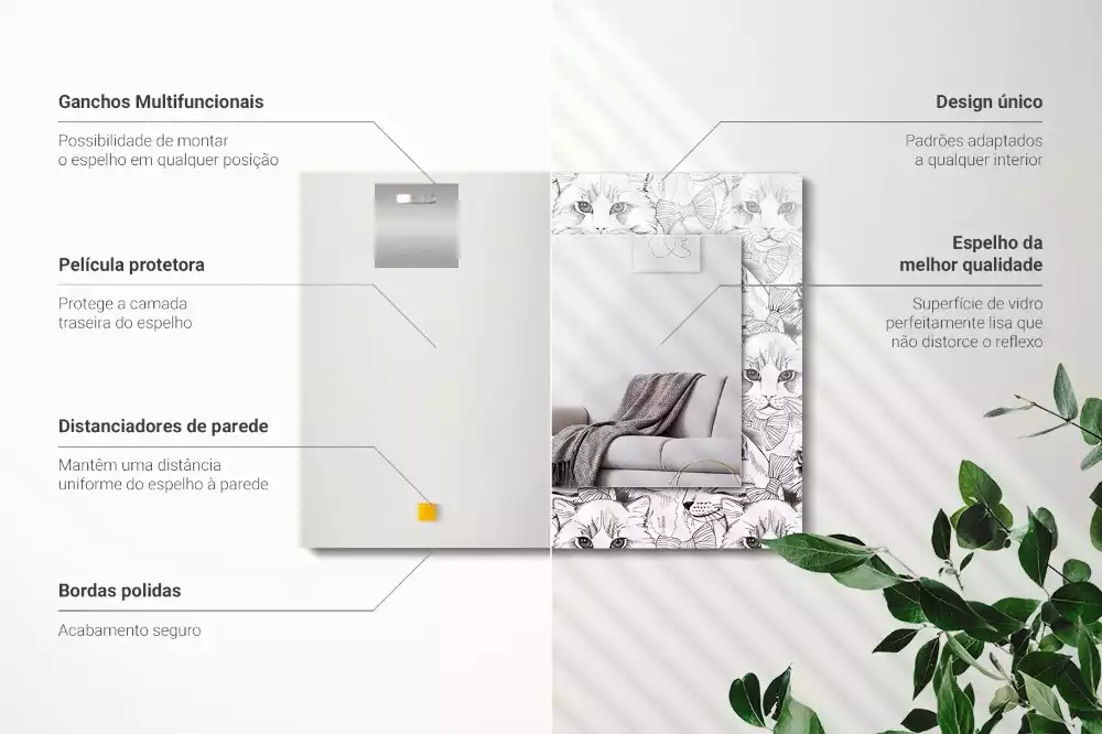 Obdélníkové dekorační zrcadlo Kočky v motýlcích