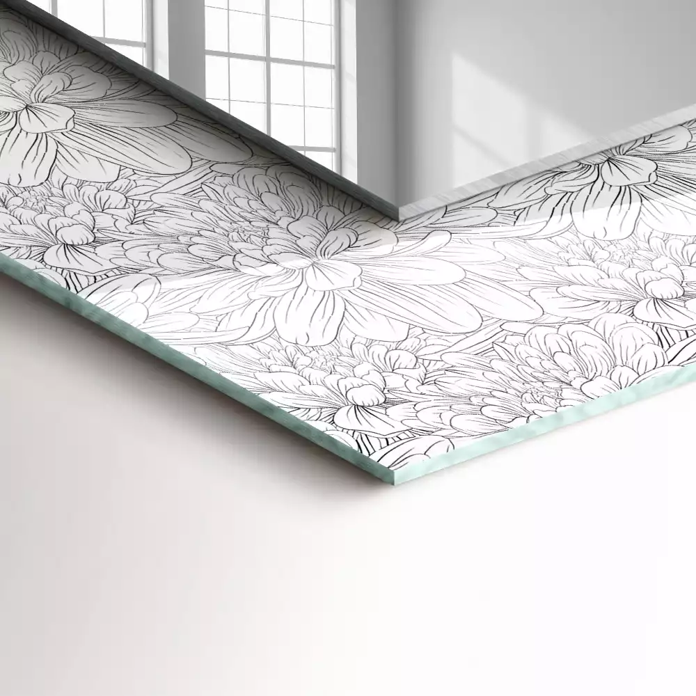 Obdélníkové dekorační zrcadlo Květinový monochromatický vzor