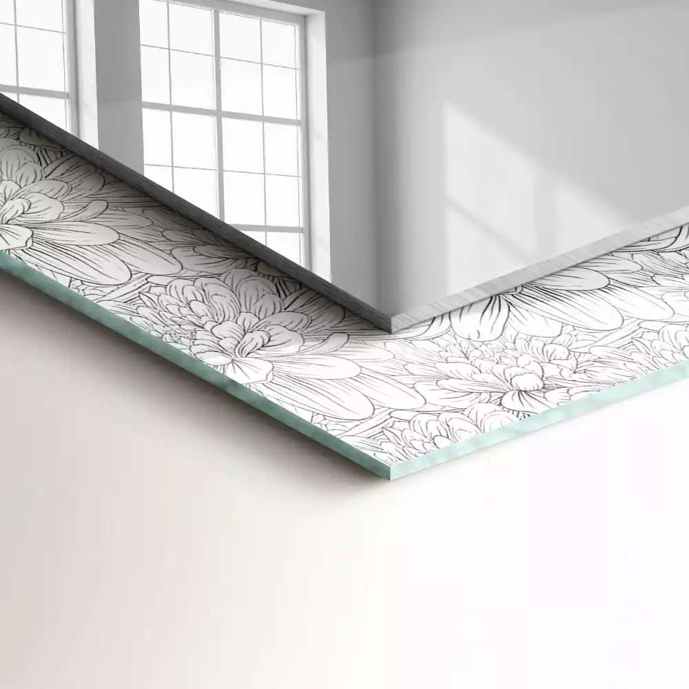 Obdélníkové dekorační zrcadlo Květinový monochromatický vzor