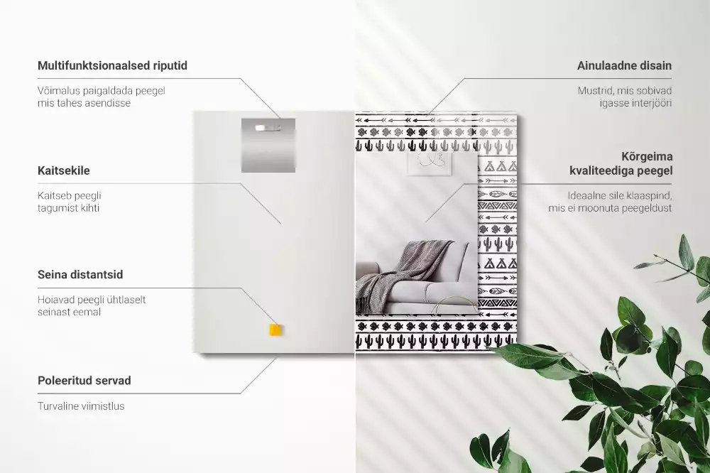 Obdélníkové dekorační zrcadlo Tipi šípové kaktusy