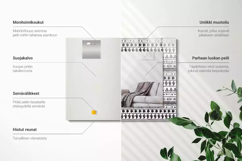 Obdélníkové dekorační zrcadlo Tipi šípové kaktusy