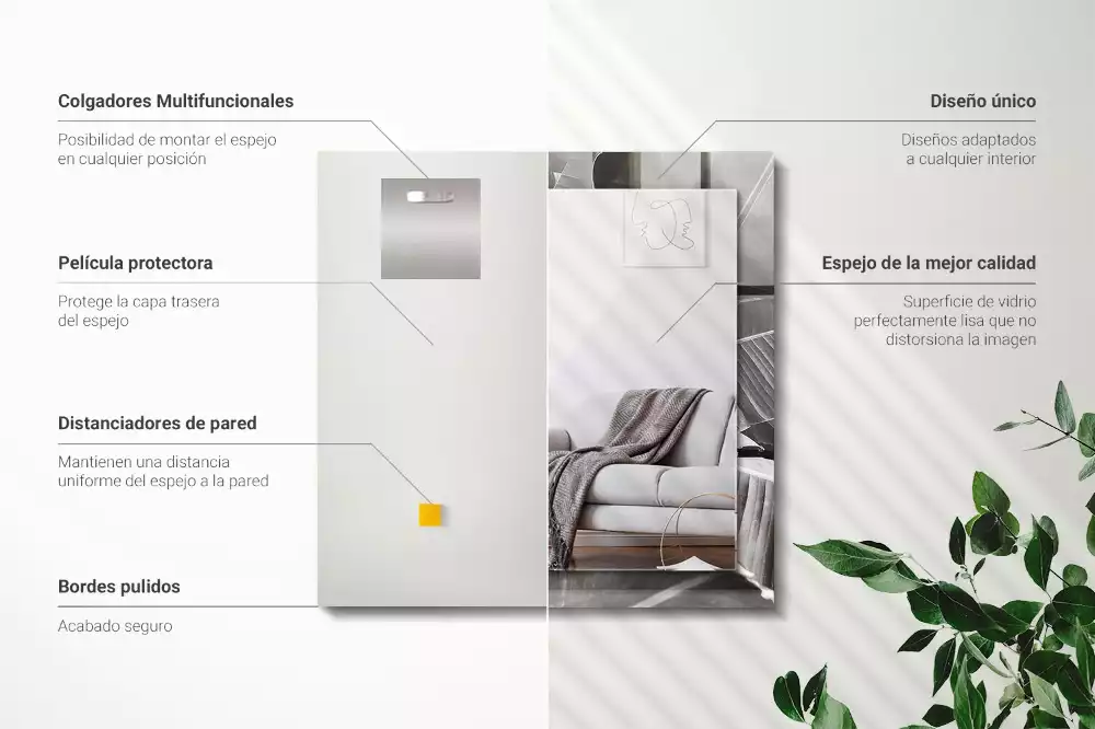 Obdélníkové dekorační zrcadlo Banánové listy