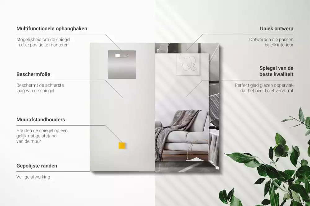 Obdélníkové dekorační zrcadlo Banánové listy