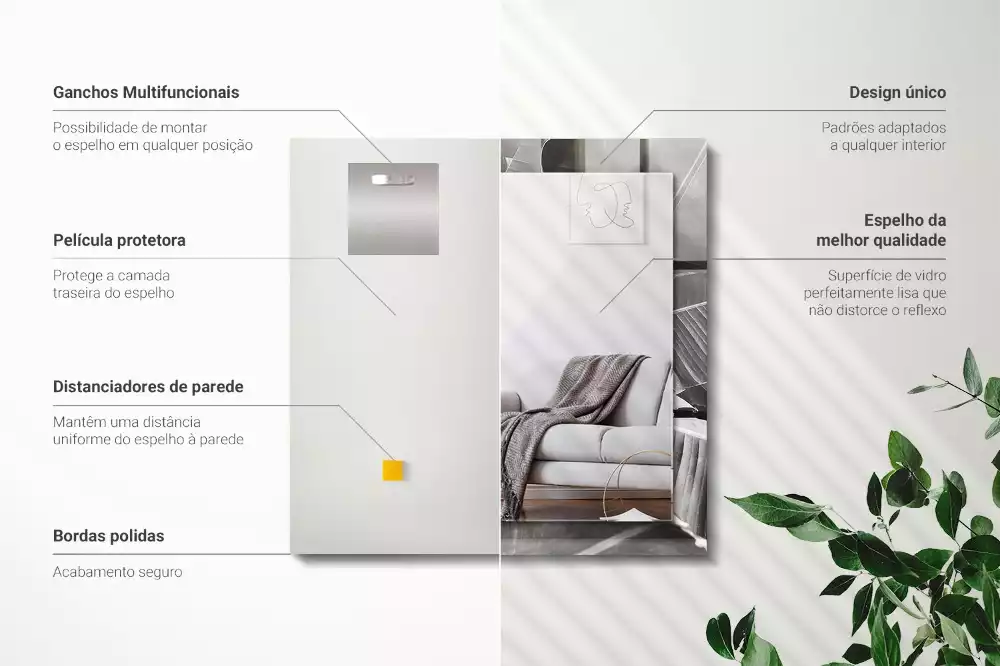 Obdélníkové dekorační zrcadlo Banánové listy