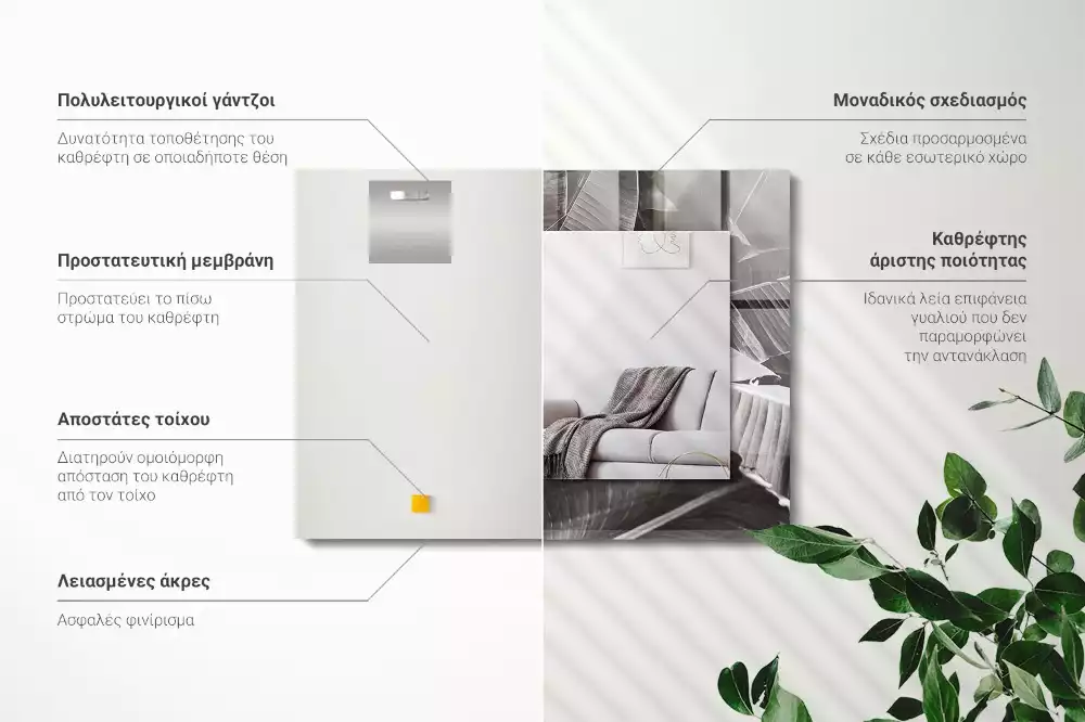 Obdélníkové dekorační zrcadlo Banánové listy