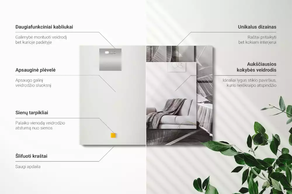 Obdélníkové dekorační zrcadlo Banánové listy