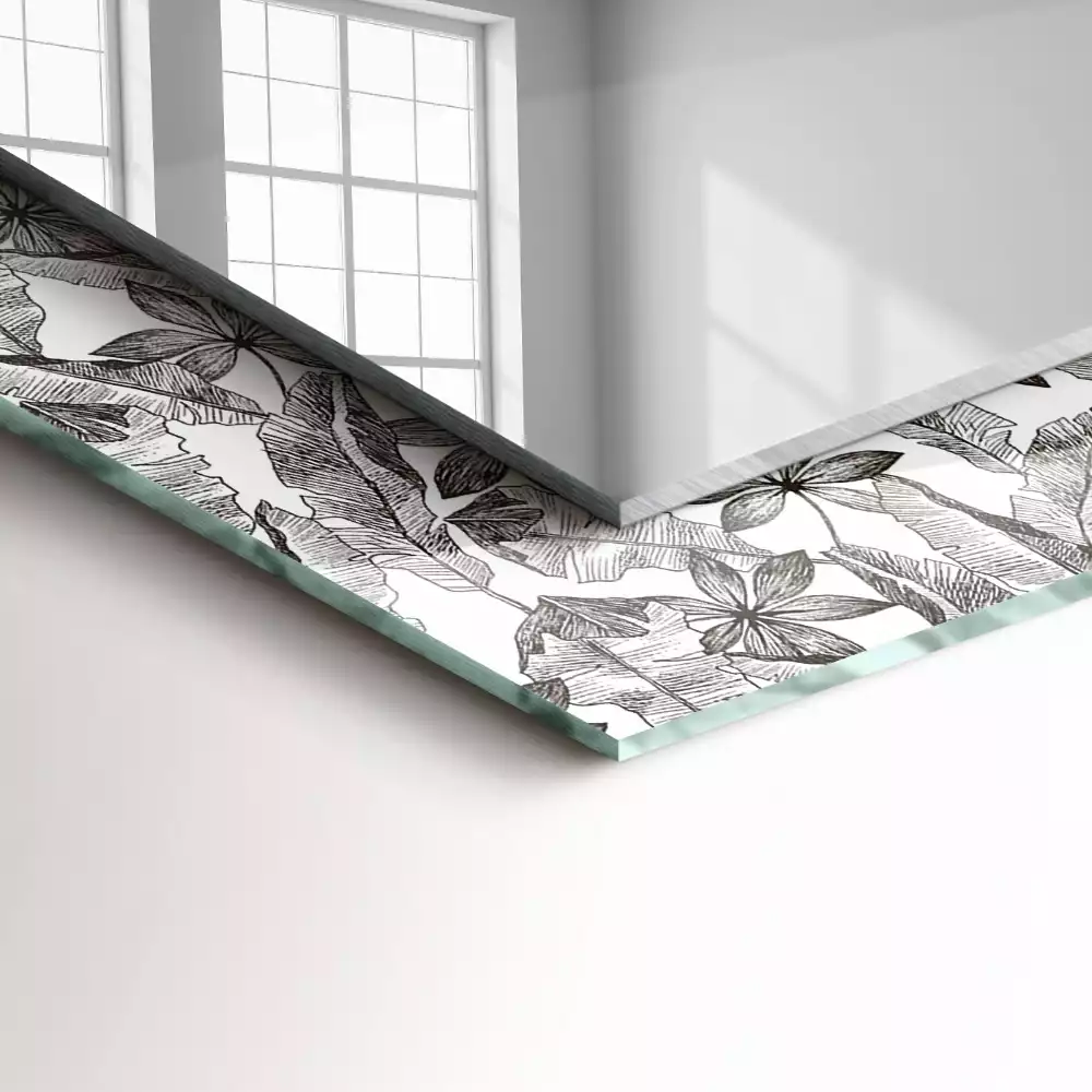 Obdélníkové dekorační zrcadlo Listy a květy