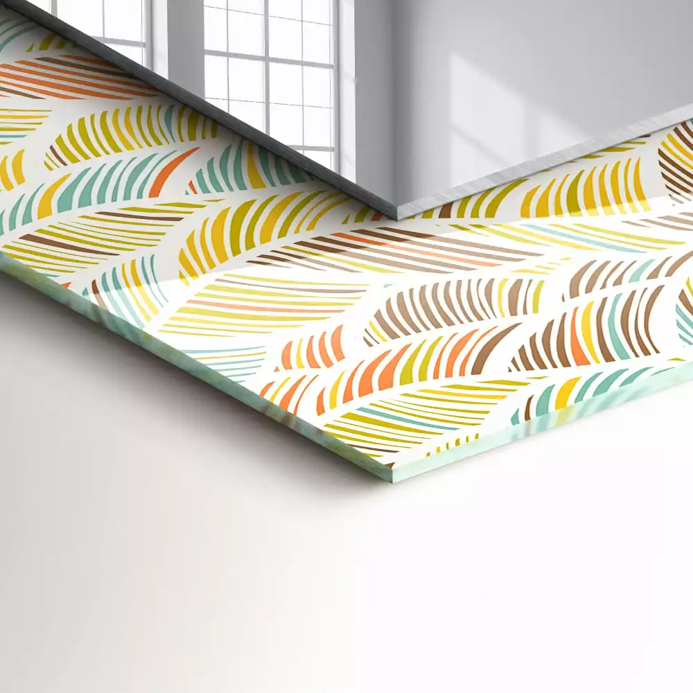 Obdélníkové dekorační zrcadlo Barevné vlny listů