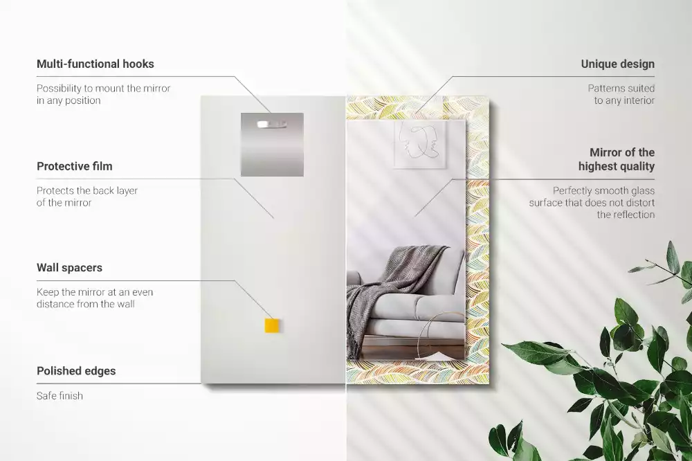 Obdélníkové dekorační zrcadlo Barevné vlny listů