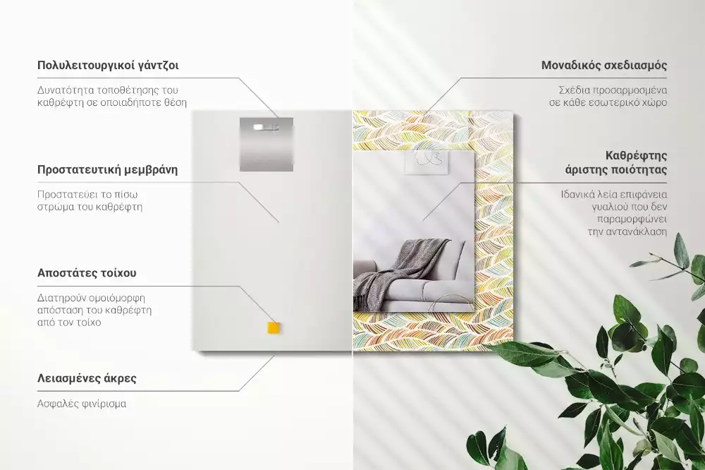 Obdélníkové dekorační zrcadlo Barevné vlny listů