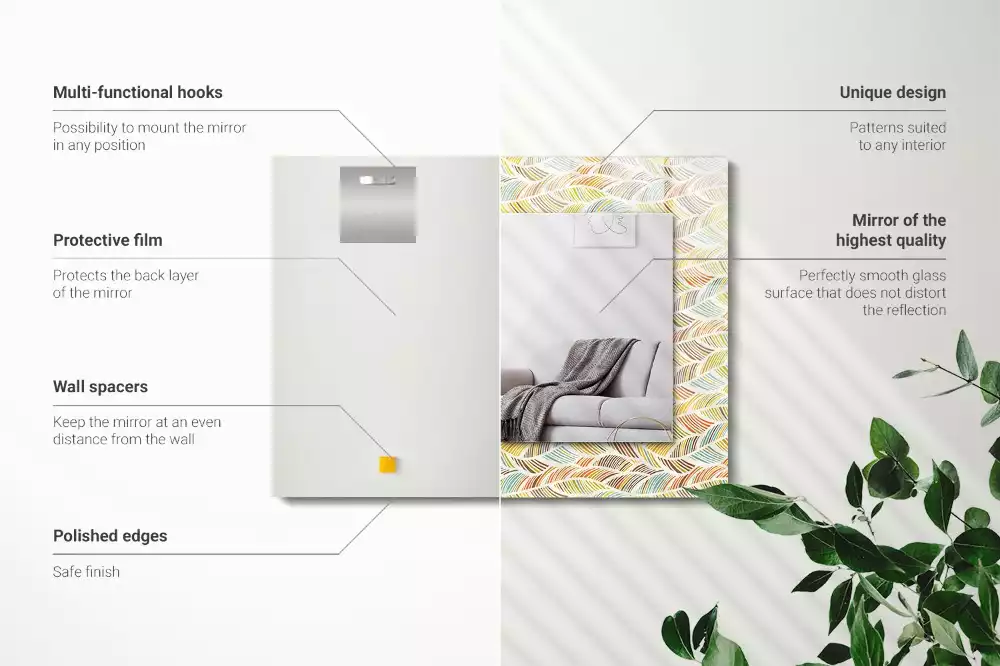 Obdélníkové dekorační zrcadlo Barevné vlny listů