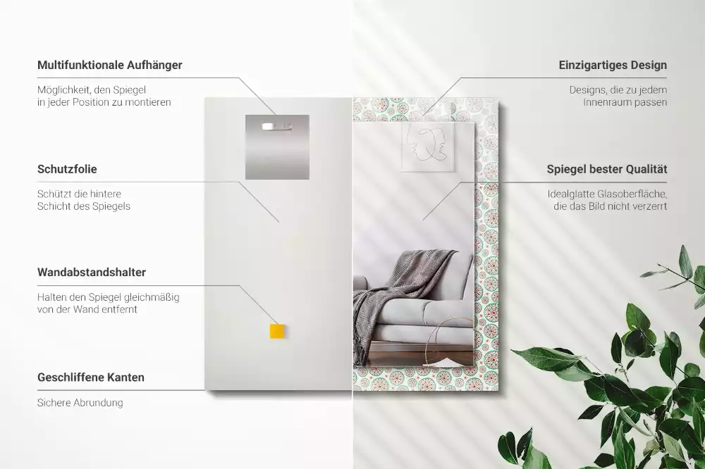 Obdélníkové dekorační zrcadlo Barevný kruhový vzor