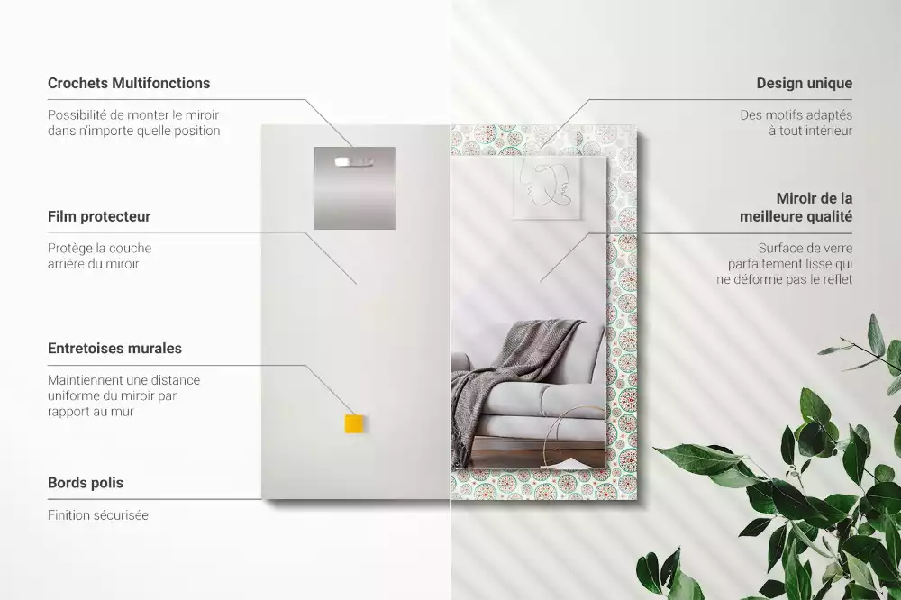 Obdélníkové dekorační zrcadlo Barevný kruhový vzor