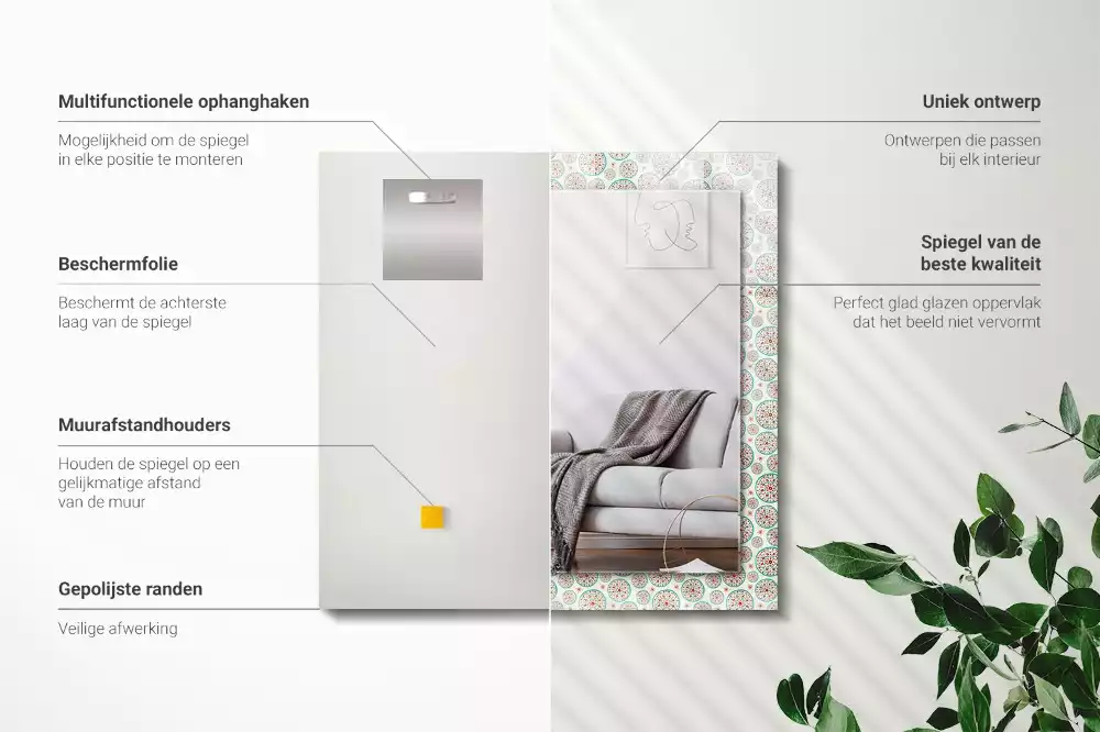 Obdélníkové dekorační zrcadlo Barevný kruhový vzor