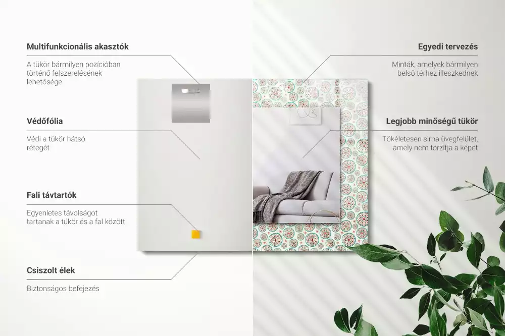 Obdélníkové dekorační zrcadlo Barevný kruhový vzor