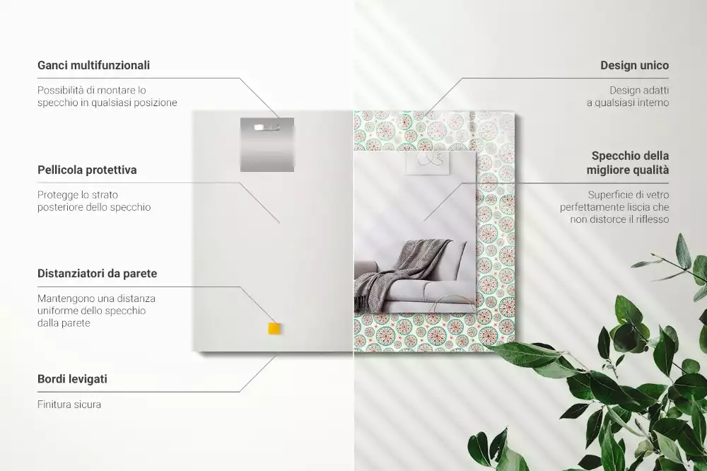 Obdélníkové dekorační zrcadlo Barevný kruhový vzor
