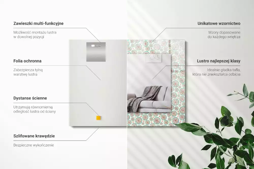 Obdélníkové dekorační zrcadlo Barevný kruhový vzor