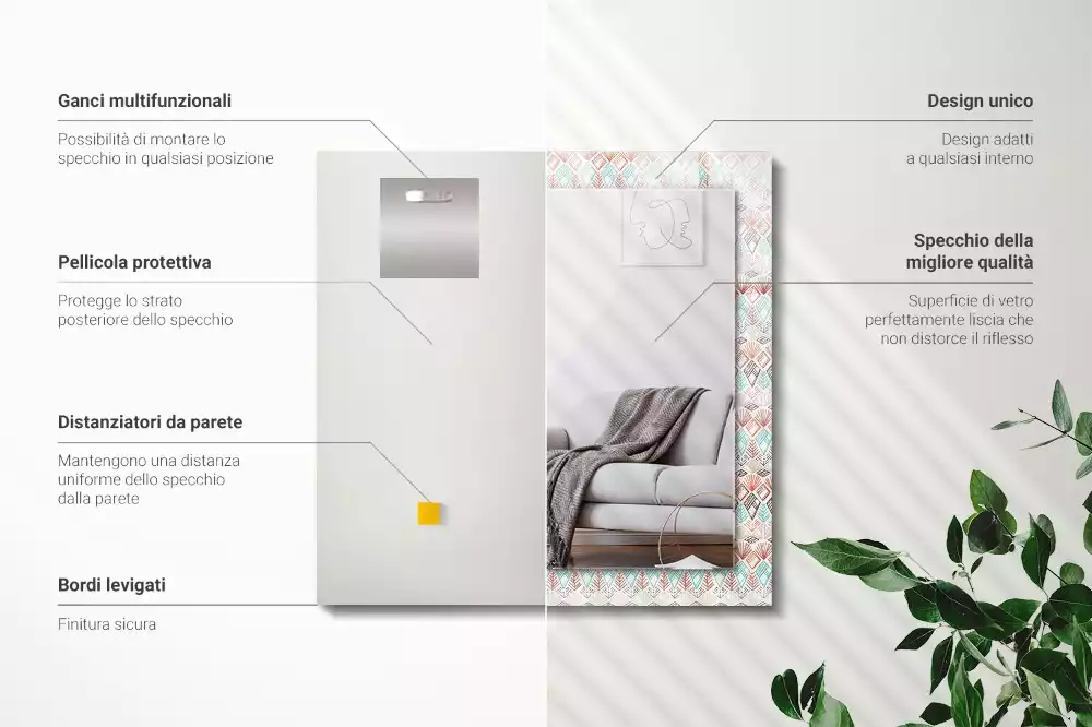 Obdélníkové dekorační zrcadlo Barevný geometrický vzor