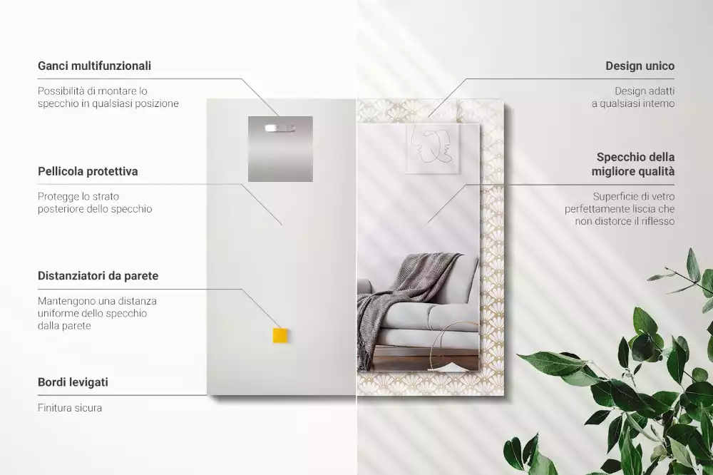 Obdélníkové dekorační zrcadlo Květinový geometrický vzor