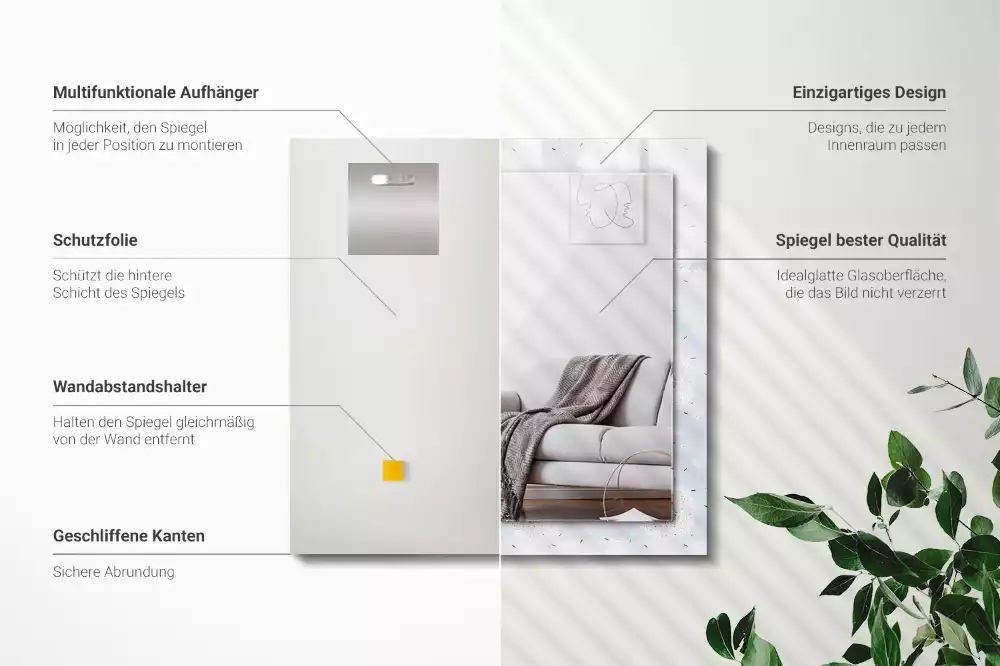 Obdélníkové dekorační zrcadlo Květiny pampelišky