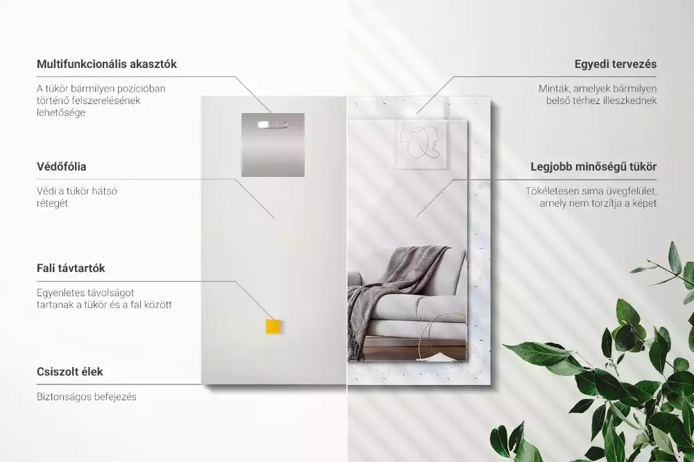 Obdélníkové dekorační zrcadlo Květiny pampelišky