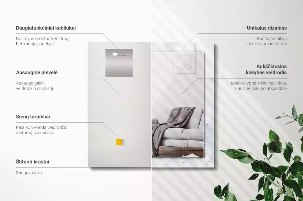 Obdélníkové dekorační zrcadlo Květiny pampelišky