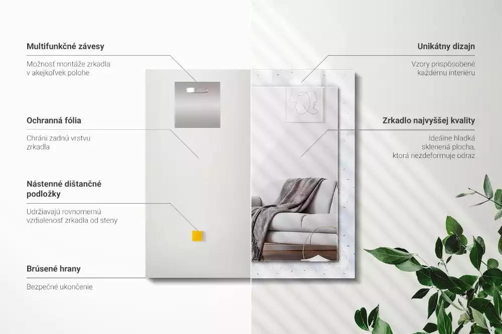 Obdélníkové dekorační zrcadlo Květiny pampelišky