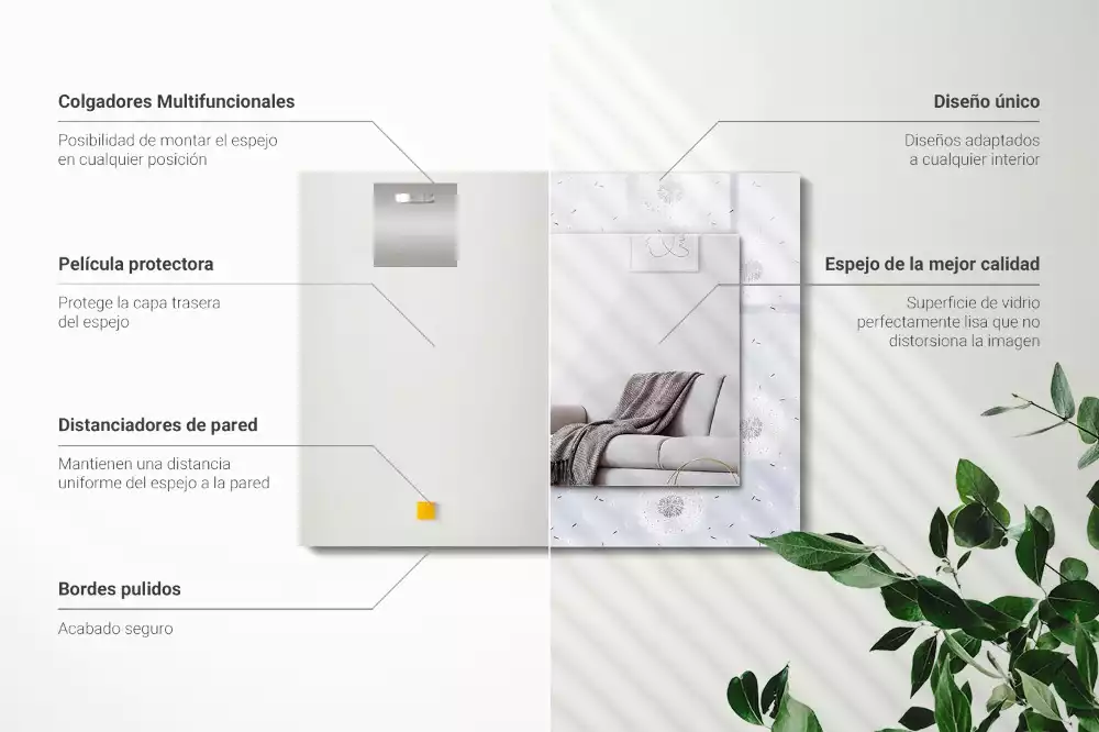 Obdélníkové dekorační zrcadlo Květiny pampelišky