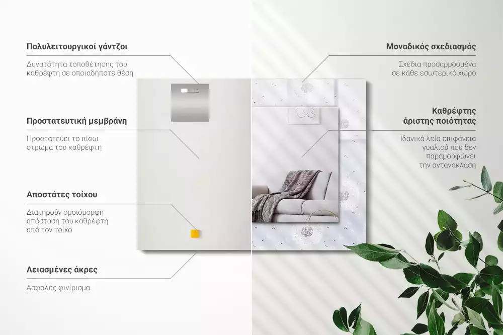 Obdélníkové dekorační zrcadlo Květiny pampelišky