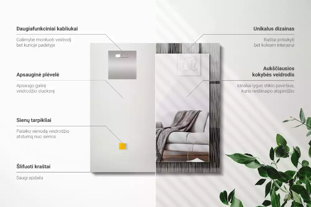 Obdélníkové dekorační zrcadlo Moderní linie