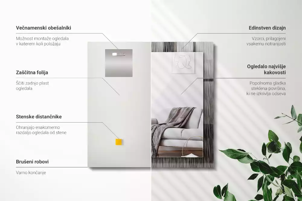 Obdélníkové dekorační zrcadlo Moderní linie