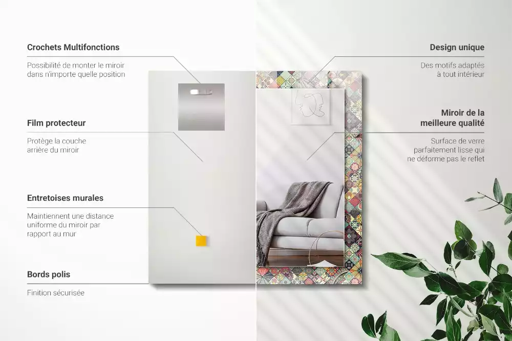 Obdélníkové dekorační zrcadlo Barevné patchworkové vzory