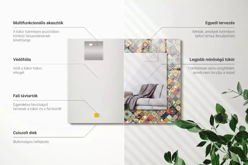 Obdélníkové dekorační zrcadlo Barevné patchworkové vzory