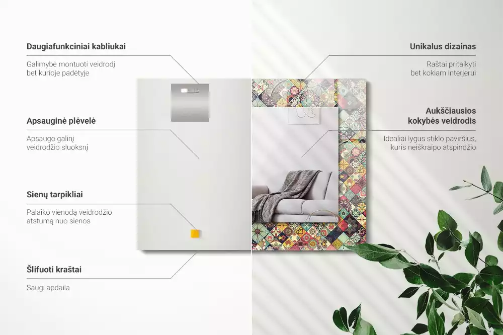 Obdélníkové dekorační zrcadlo Barevné patchworkové vzory